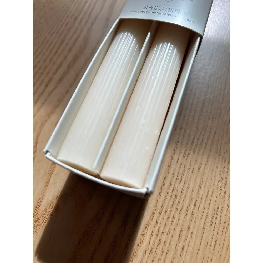 New Threshold 4pk Taper Candles Unscented Up to 6hrs Burn Time Cream size 10”
